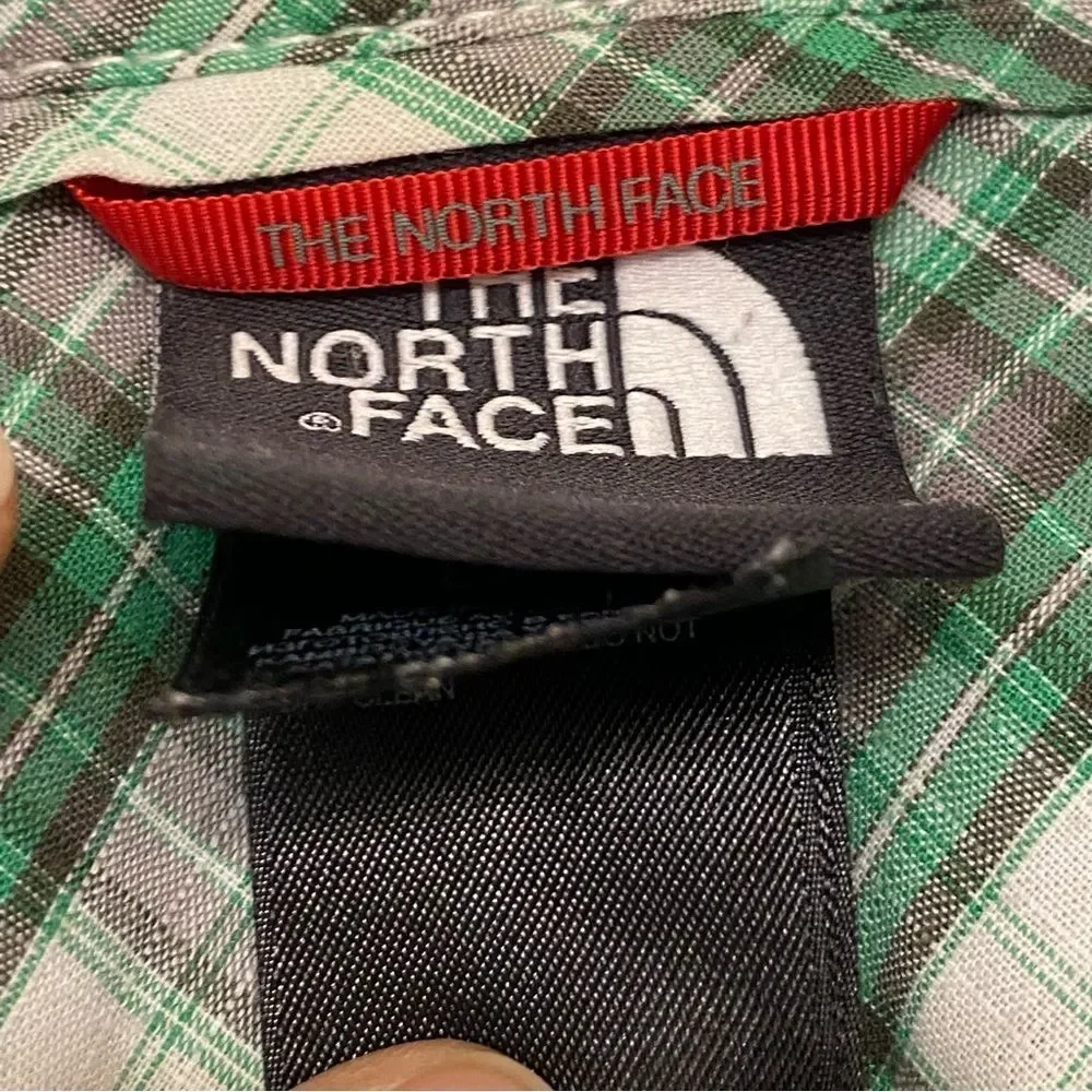 The North Face green plaid Short Sleeve button down casual shirt mens L